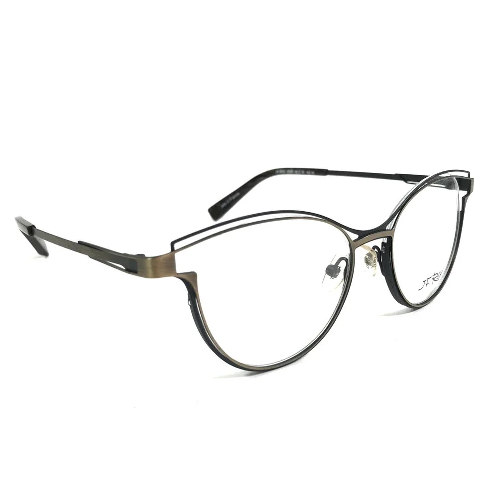 J.F. Rey Eyeglasses Frames JF2832 5555 Black Gold Cat Eye Wire Rim 52-18-142